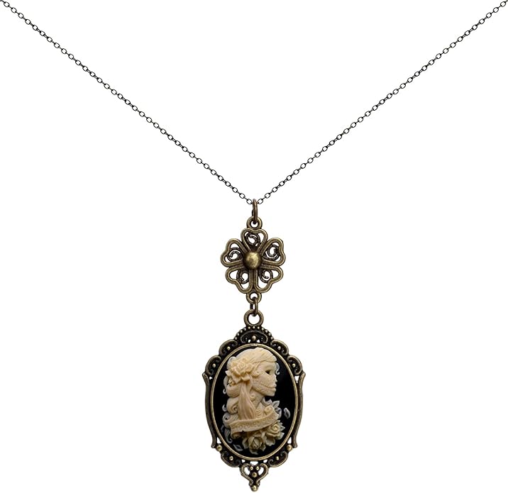 Yspace Lucky Clover Cameo Necklace Best Friend Heart Charms Jewelry 2 Chain Deluxe Gift