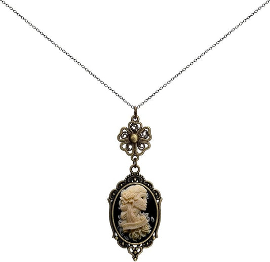 Yspace Lucky Clover Cameo Necklace Best Friend Heart Charms Jewelry 2 Chain Deluxe Gift