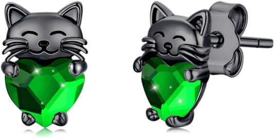 925 Sterling Silver Cat Earrings Cute Animal Kitten Stud Earrings cat Jewelry Gifts for Women Girls Hypoallergenic Earrings for Sensitive Ears