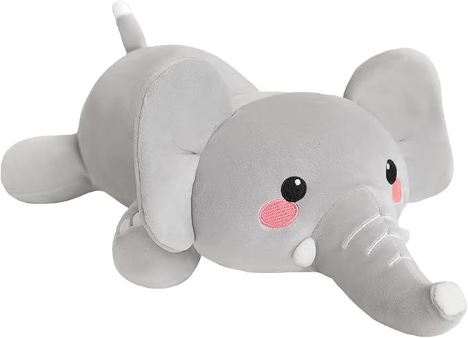 SQEQE Weighted Elephant Plush, Weighted Elephant Stuffed Animal, Cute Plushies Soft Pillow Toy Gift for Kids Adults 9.8 Inch, 0.8 Lbs