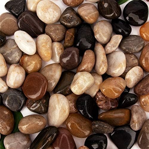 [18 Pounds] Aquarium Gravel River Rock, Natural Polished Decorative Gravel,Garden Outdoor Ornamental River Pebbles Rocks, Polished Gravel, Mixed Color Stones,for Landscaping, Vase Fillers (20)