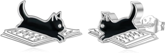 YFN Cat Earrings for Women Sterling Silver Shark Dangle Earrings Cat Jewelry Gifts for Women Cat Lover Shark Jewelry for Shark Lover