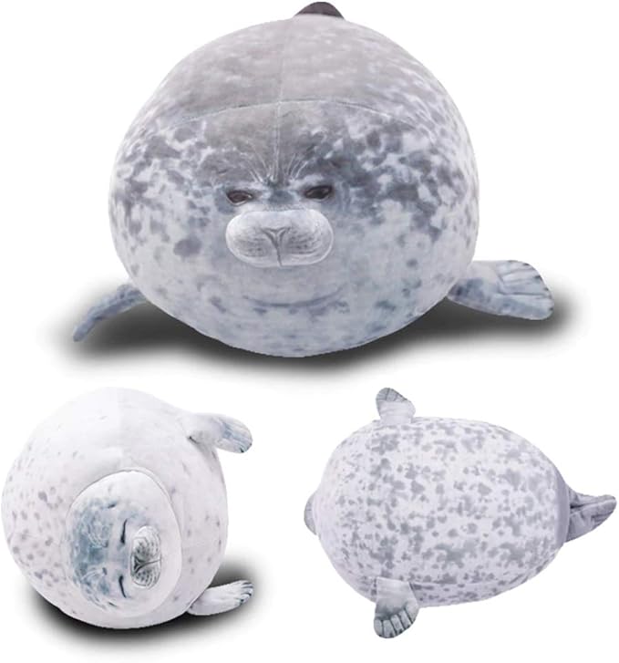 EHOTONG Cute Blob Seal Pillow, Chubby Seal Plush Hug Pillow Soft Stuffed Animal Toy (Gray,15")