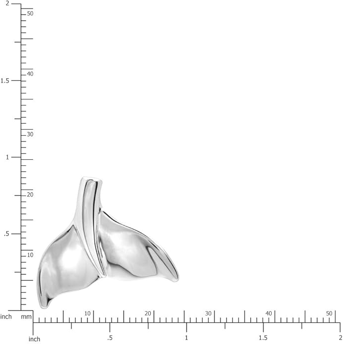 Honolulu Jewelry Company Sterling Silver High Polished Whale Tail Necklace Pendant with 18" Box Chain