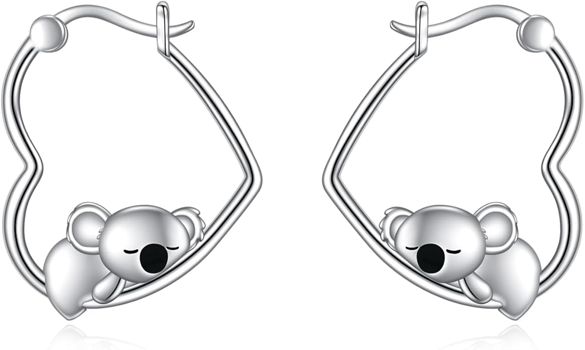 YFN Animal Earrings Sterling Silver Animal Heart Hoop Dangle Earrings Cute Jewelry Gifts for Women