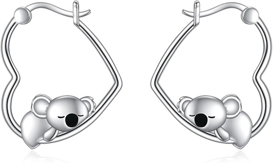 YFN Animal Earrings Sterling Silver Animal Heart Hoop Dangle Earrings Cute Jewelry Gifts for Women