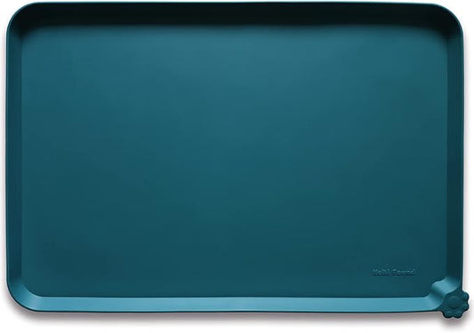 Hoki Found L Silicone Pet Food Mats - Non Slip Dog Cat Bowl Placemats - Waterproof Dog Cat Food Mats - For Carpet & Sicilian Ocean