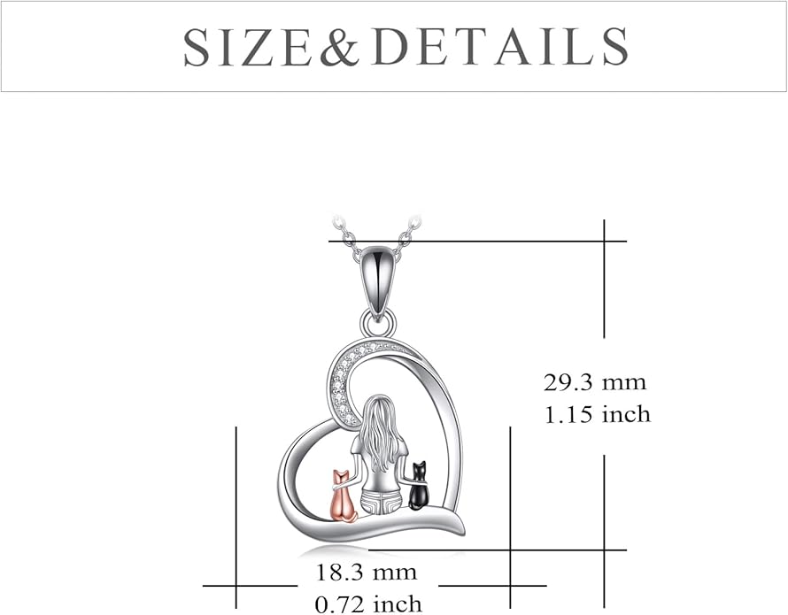 YFN Cat Necklace Sterling Silver Jewelry for Women Cat Jewelry Gifts