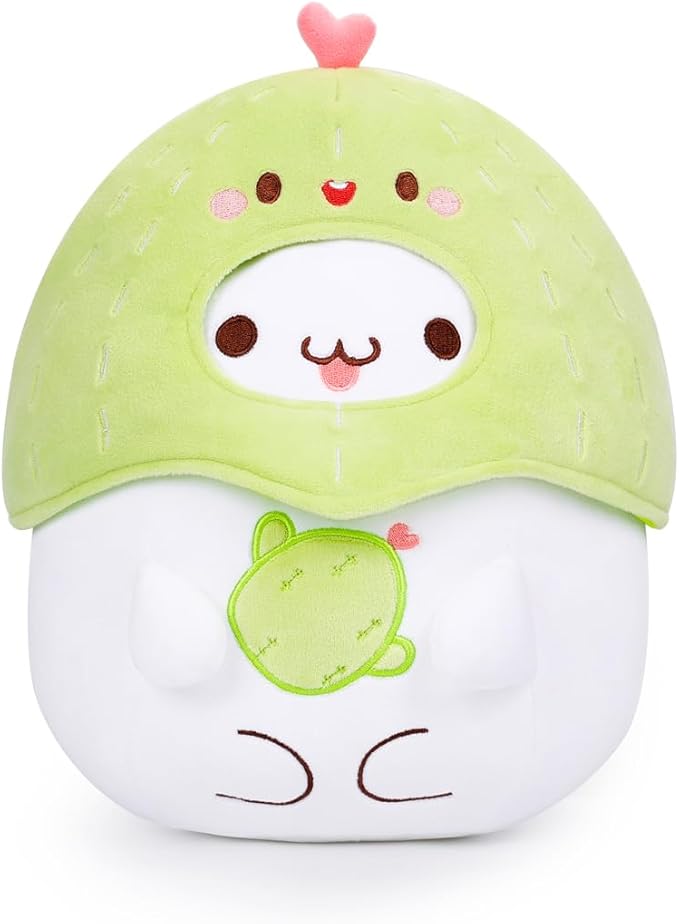 AIXINI Cute Cactus Cat Plush Pillow 10" Kitten Stuffed Animal, Soft Kawaii Cat Plushie with Cactus Outfit Costume, Hugging Plush Squishy Pillow Toy