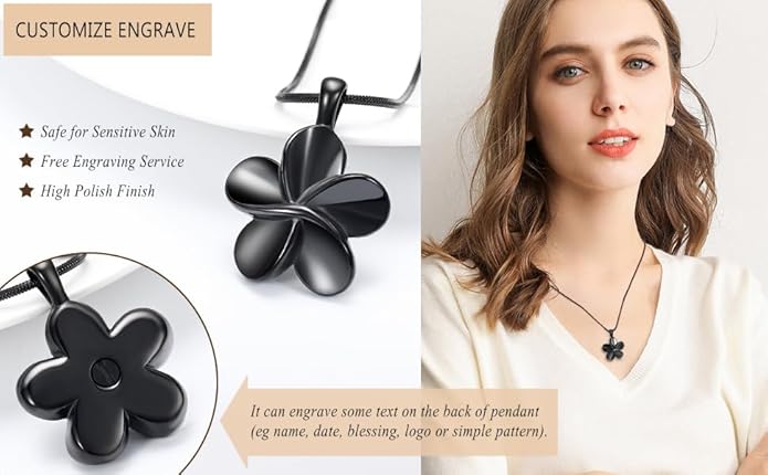 Flower Cremation Ashes Jewelry Cremation Necklace Memorial Locket for Ashes Keepsake Urn Pendants for Women/Men
