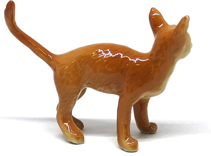 ZOOCRAFT Ceramic Burmese Cat Figurine Porcelain Handmade Miniatures Collectible Brown
