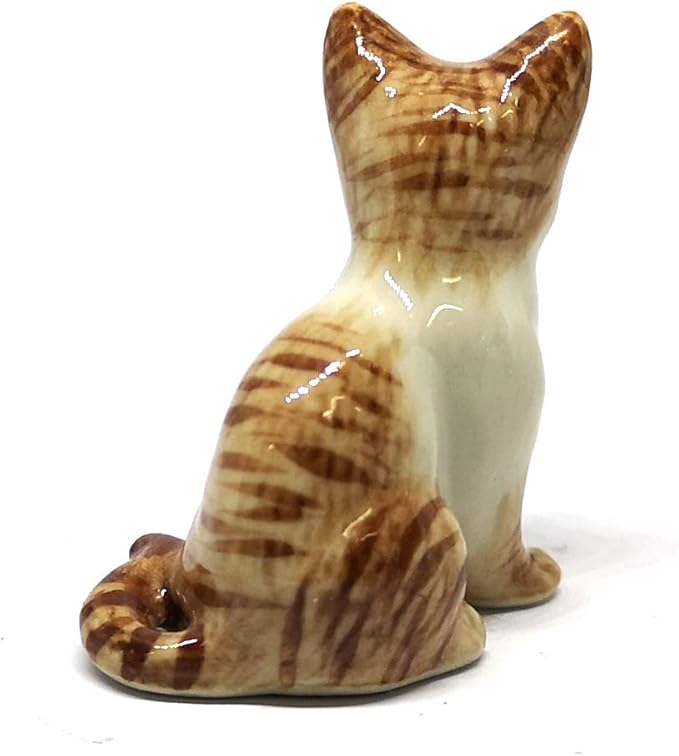 ZOOCRAFT Ceramic Siamese Cat Figurine Brown Hand Painted Porcelain Miniature Collectible