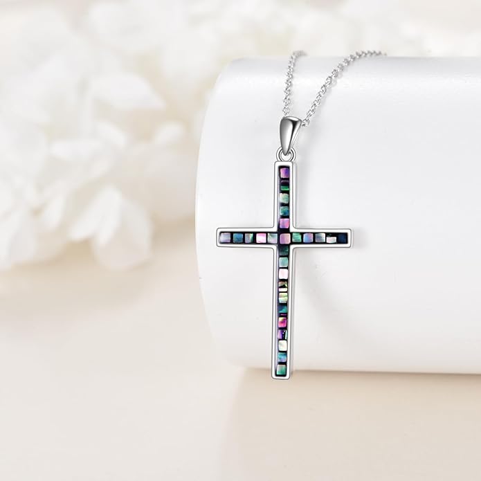 YFN Cross Necklace Sterling Silver Religious Cross Pendant Jewelry Christian Gifts for Women Men