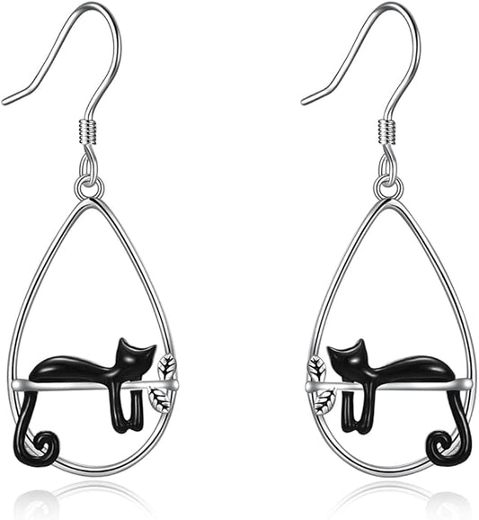 YFN Animal Earrings Sterling Silver Animal Heart Hoop Dangle Earrings Cute Jewelry Gifts for Women