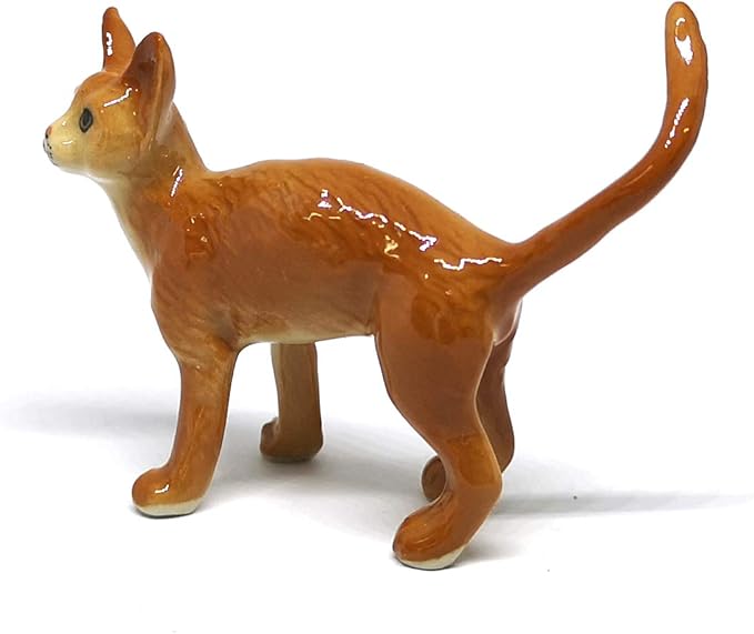ZOOCRAFT Ceramic Burmese Cat Figurine Porcelain Handmade Miniatures Collectible Brown