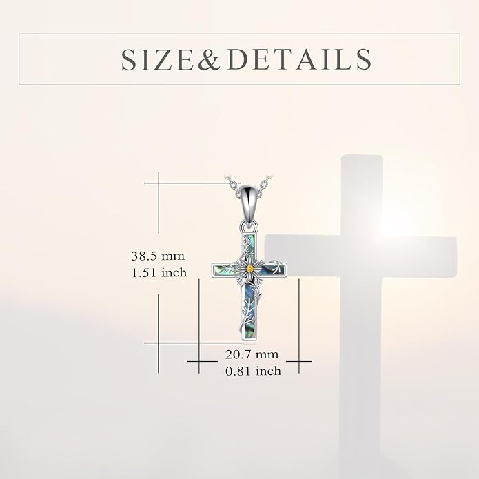 YFN Cross Necklace Sterling Silver Religious Cross Pendant Jewelry Christian Gifts for Women Men
