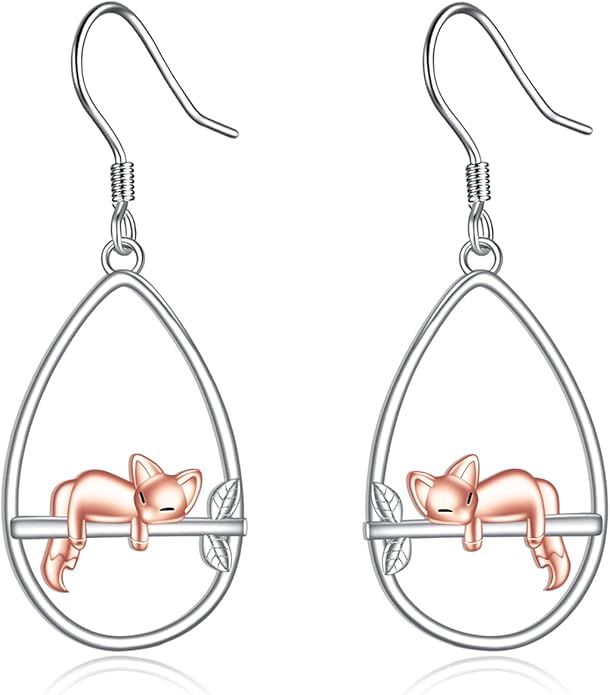 YFN Animal Earrings Sterling Silver Animal Heart Hoop Dangle Earrings Cute Jewelry Gifts for Women