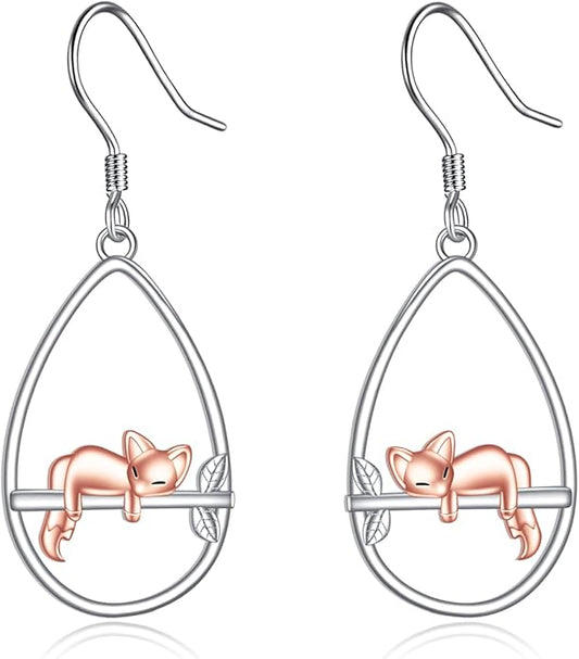 YFN Animal Earrings Sterling Silver Animal Heart Hoop Dangle Earrings Cute Jewelry Gifts for Women
