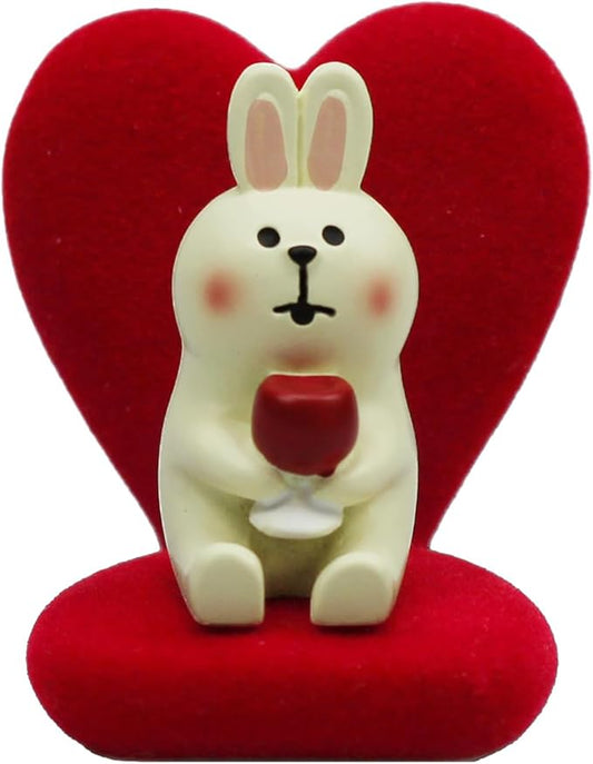 Small Easter Bunny Figurine Cute Mini Rabbit Holding Red Wine Figurine Resin Rabbit for Office, Home Decoration Perfect Cute Rabbit Gift for Rabbit Lovers - Heart-Shaped Sofa