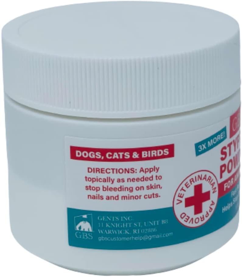 5 oz Styptic Powder for Dogs, Cats & Birds Stops Bleeding– Quick Blood Clotting for Nail Clipping, Minor Cuts, Tail Docking & Wing Clipping – Pet First Aid Hemostatic Powder with Sealed Top & Scoop