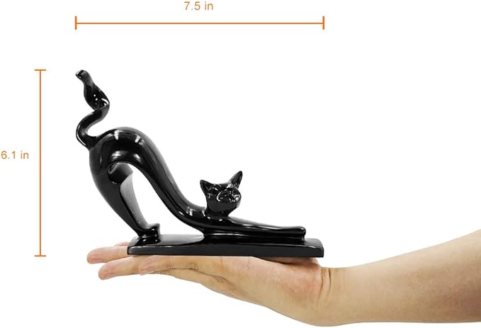 DreamsEden Cute Black Cat Statue - Modern Art Sculpture Resin Animal Figurine Decoration for Living Room Shelf Decor