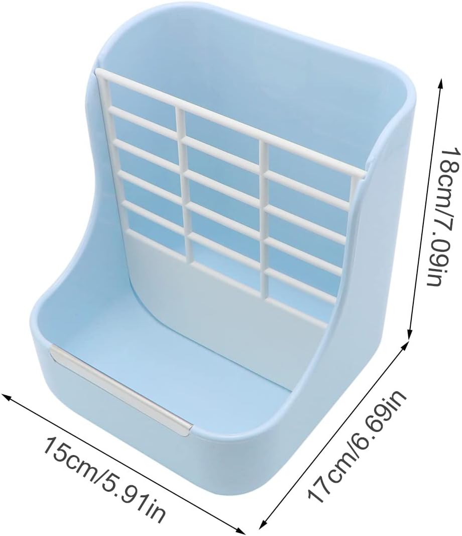 Litewoo Rabbit Hay Feeder Guinea Pig Feeder, 2 in 1 Automatic Small Animal Food Bowl Feeding Cage Accessories (Blue)