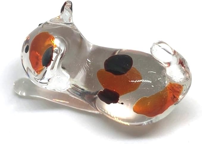 Handmade Cat Figures Glass Blown Art Chopstick Rest Dinner Decoration/Miniature Pet Animals/Collectible Figurines Gift Ideas/Tiny Ornament Cool Stuff Decor No.2