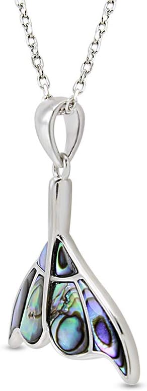 AFFY Abalone Shell Animal (Starfish, Dolphin, Seahorse, Frog, Dragonfly, Whale Tail, Turtle) 14K White Gold Over Sterling Silver Pendant Necklace Jewelry Gift For Her