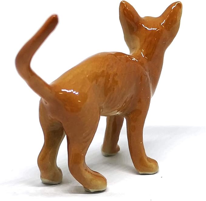 ZOOCRAFT Ceramic Burmese Cat Figurine Porcelain Handmade Miniatures Collectible Brown
