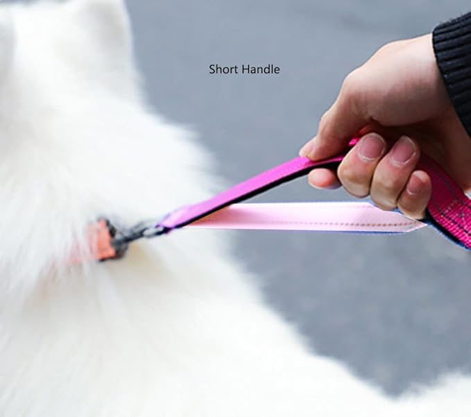 Hands Free Dog Leash for Large Medium Dogs Heavy Duty Bungee Reflective Adjustable Waist Leashes for Walking Running with Car Buckle 4-6FT (Rose)