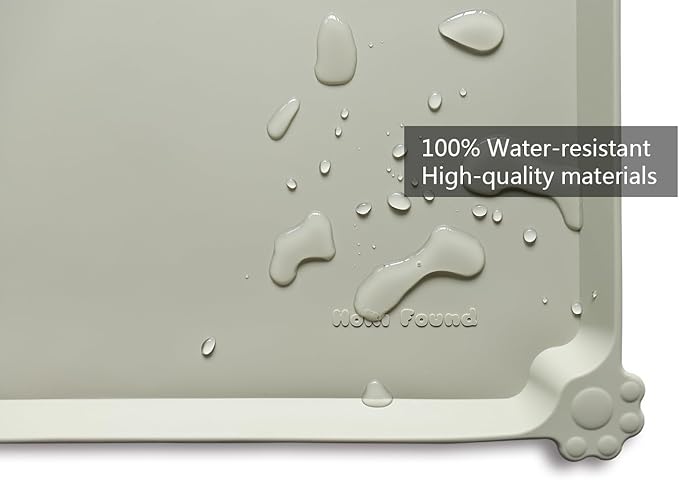 Hoki Found L Silicone Non Slip Pet Dog Cat Bowl Mats - Placemat - Feeding Mat - Waterproof - For Carpet - Cream Green