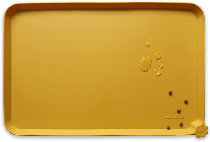Hoki Found Silicone Pet Food Mats Tray - Dog Pet Cat Feeding Mat - Waterproof Dog Cat Food Mats -Pet Water Mats for Carpet -Honey