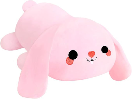 SQEQE Weighted Bunny Plush, Weighted Bunny Stuffed Animal, Cute Plushies Soft Pink Pillow Toy Gift for Kids Adults 13.8 Inch, 1.6 Lbs