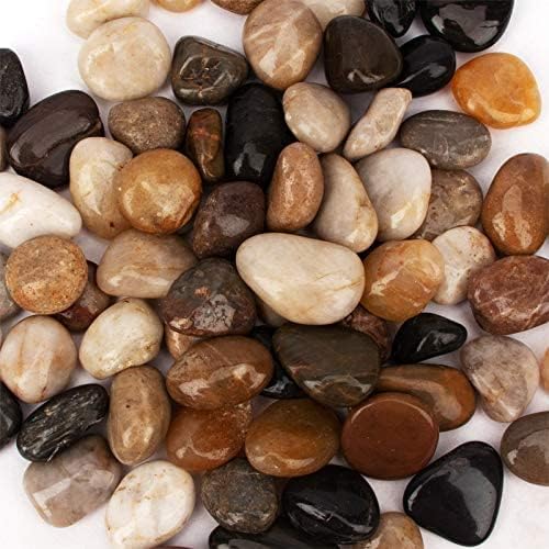 [18 Pounds] Pebbles Aquarium Gravel River Rock, Natural Polished Decorative Gravel,Garden Ornamental River Pebbles Rocks, Mixed Color Fish Tank Stones，Polished Gravel for Landscaping (Multicolor)