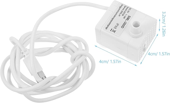 Housoutil Mini Submersible Water Pump, Quiet Usb Fountain Pump for Pet Water Fountain, Aquarium, Hydroponics, White