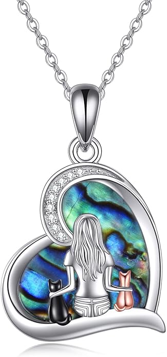 YFN Cat Necklace Sterling Silver Jewelry for Women Cat Jewelry Gifts