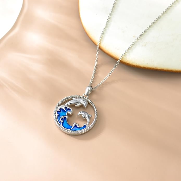 925 Sterling Silver Lab Grown Diamond Animal Necklace Cat/Bear/Bee/Dolphin/Dragonfly/Horse/Hummingbird/Koala/Parrot/Penguin/Pigeon/Sea Turtle/Starfish Lab Grown Diamond Necklace Gift for Women