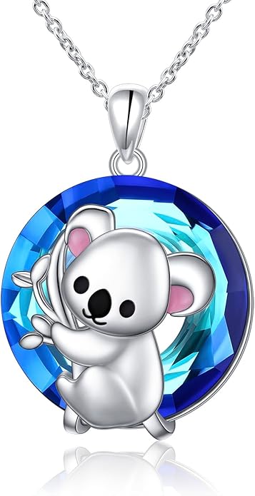 925 Sterling Silver Animal Necklaces Lion/Honeybee/MaMa Bear/Koalas Necklace Adjustable Chain Animal-Lover Pendant CZ/Moonstone Jewelry For Women Men