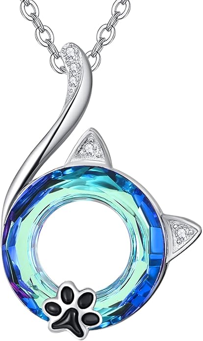 Dreamboat Sterling Silver Cat Necklace for Women Crystal Necklace Cute Animal Necklace Kitten Necklace Cat Pendant Friendship Cat Jewelry Gifts