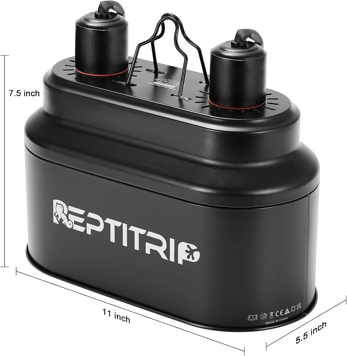 Dual Reptile Light Fixture with Switches, Reptile Heat Lamp Fixture, Reptiles Terrarium UVB Bulb Fixture for Bearded Dragon, Max 160W Each