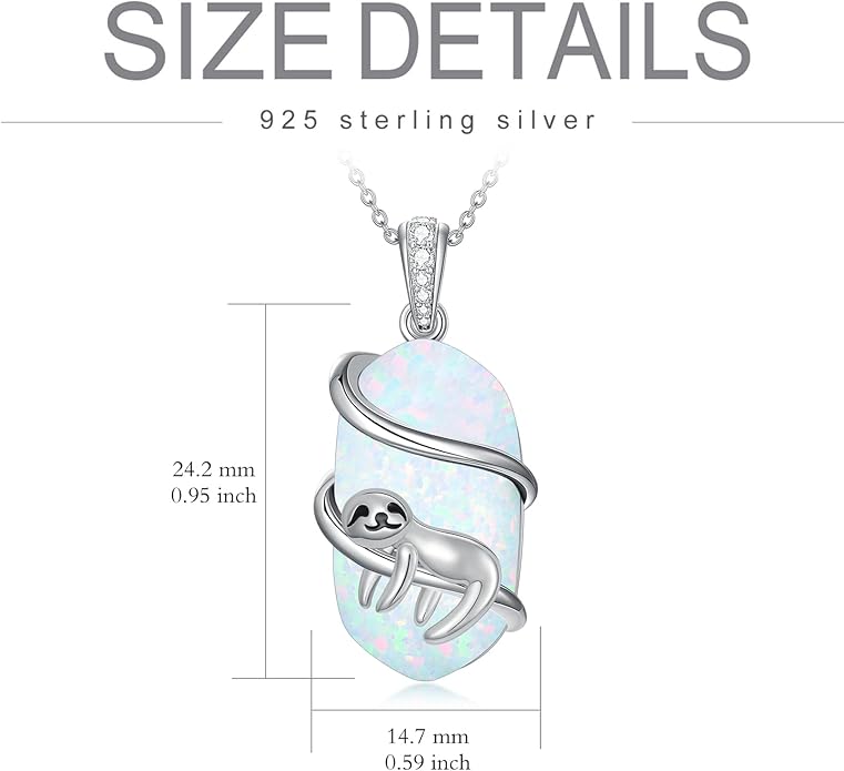 Opal Mama Bear/Panda/Cat/Koala/Sloth/Cardinal/Unicorn Necklace 925 Sterling Silver Opal Animal Pendant Jewelry Birthday Gifts Women Her Mom