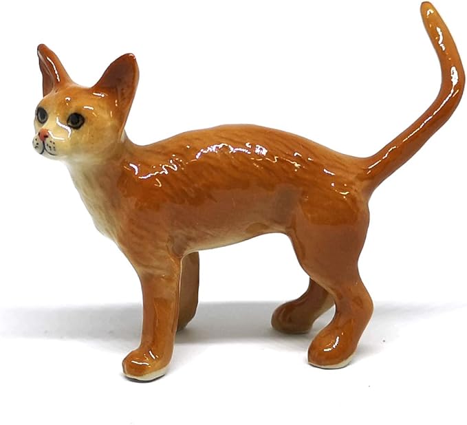 ZOOCRAFT Ceramic Burmese Cat Figurine Porcelain Handmade Miniatures Collectible Brown