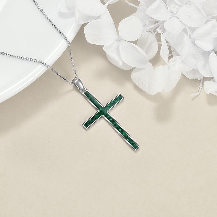 YFN Cross Necklace Sterling Silver Religious Cross Pendant Jewelry Christian Gifts for Women Men