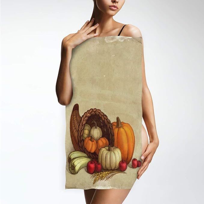 Wamika Thanksgiving Hand Towels 16x30 in Bathroom Towel Harvest Punpkins Cornucopia Horn of Plenty Ultra Soft Highly Absorbent Small Bath Towel Fall Autumn Thanksgiving Day Bathroom Decor Gifts