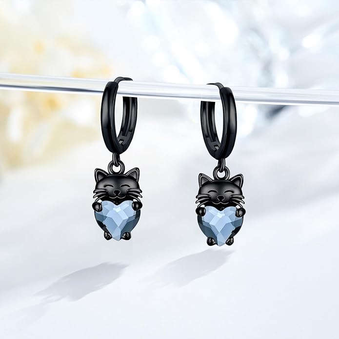 925 Sterling Silver Cat Earrings Cute Animal Kitten Stud Earrings cat Jewelry Gifts for Women Girls Hypoallergenic Earrings for Sensitive Ears