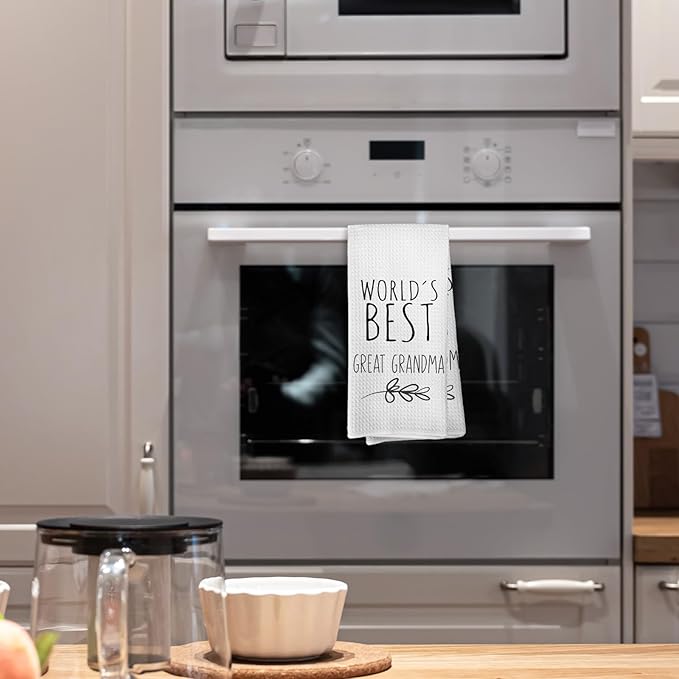 World's Best Great Grandma Kitchen Towels, Best Gifts for Great Grandmother, Great Grandma Gifts from Children, Great Grandma Mother's Day Birthday Gifts Tea Towels Kitchen Hand Towels 16x24 Inch