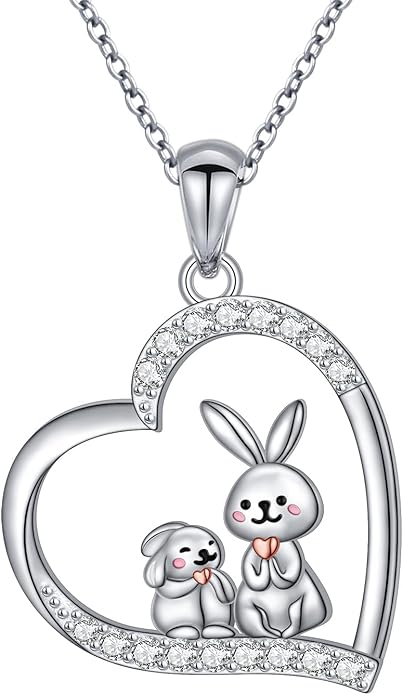 FLYOW Elephant Necklace Cat Necklace Bunny Neklace Horseshoe Necklace Blue Jay Necklace Sterling Silver Animal Necklaces for Women