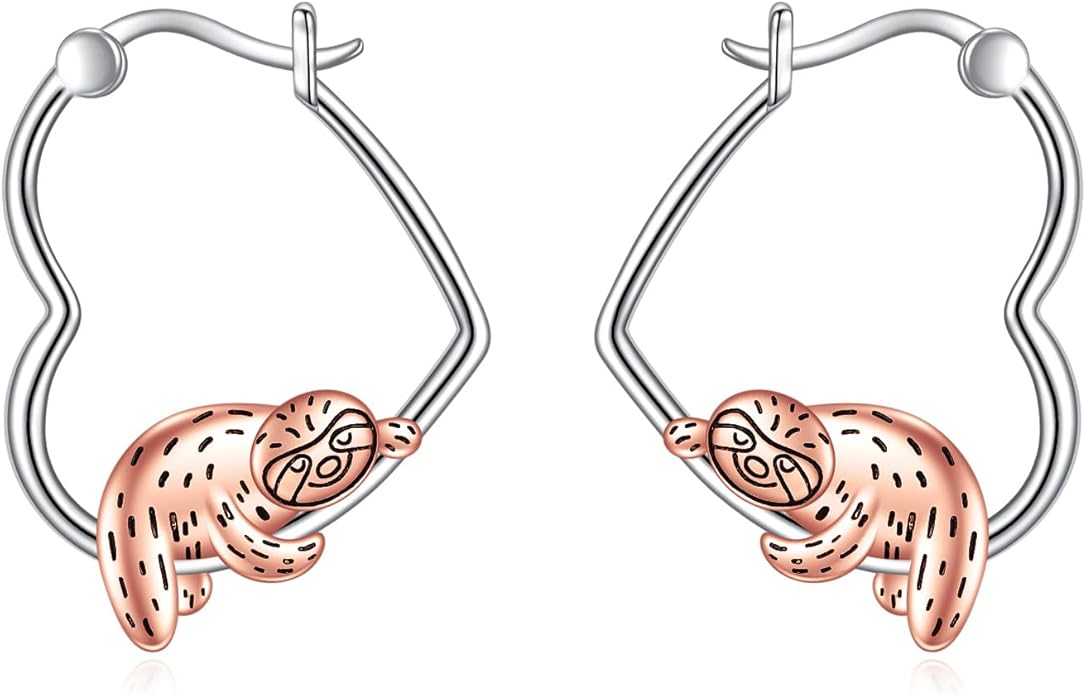 YFN Animal Earrings Sterling Silver Animal Heart Hoop Dangle Earrings Cute Jewelry Gifts for Women