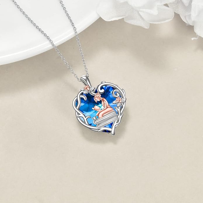 YFN 925 Sterling Silver Book Lover Necklace Reading Pendant for Women Graduation Gift Jewelry for Student Friends Classmate