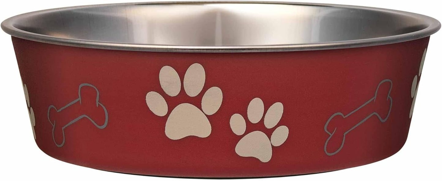 Loving Pets Bella Dog Bowls- Stainless Steel Dog & Cat Bowls - Spill Proof Dog Food Bowl, Cat Bowl, Puppy Essentials & Pet Supplies Great for Home & Travel (Medium 20-25 lbs, Merlot)